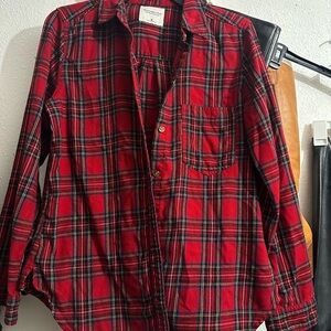 Abercrombie & Fitch Red Plaid Button-Down Shirt
